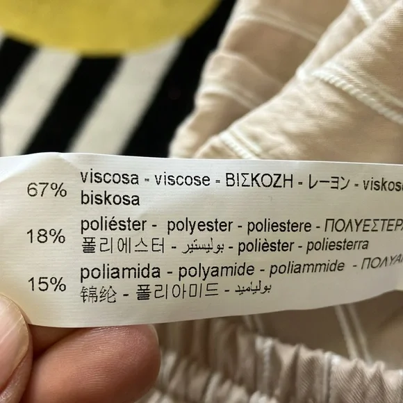 Zara high waisted wide leg pull on trouser pants size Large neutral - Picture 8 of 8